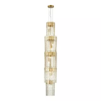 Люстра Odeon Light. Merkale, 9х40Вт, E14, 2000-2655х250 мм, цвет матов.золотой, прозрачный, стекло