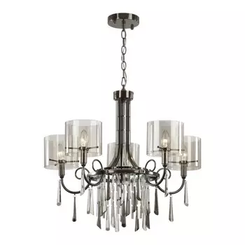 Люстра Odeon Light. Nicole, 40Вт, E14, 540-1565х652 мм, цвет чёрный хром, дымчатый, прозрачный