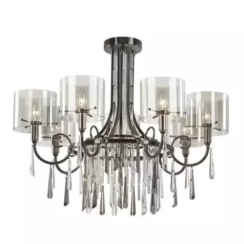 Люстра Odeon Light. Nicole, 40Вт, E14, 590-1615х712 мм, цвет чёрный хром, дымчатый, прозрачный