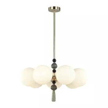 Люстра Odeon Light. Palle, 40Вт, E14, 435-835х550 мм, цвет золотой, серый, голубой, зеленый, белый матовый