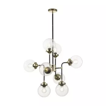 Люстра Odeon Light. Priama, 8х40Вт, E27, 700-1280х757 мм, цвет чёрный, золотой, прозрачный, стекло