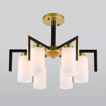 Люстра Palio, 6x60Вт E27, цвет чёрный, золото