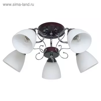 Люстра "Пиафлор" 5 ламп 60W E27 основание хром коричневый 60х60х23,5 см