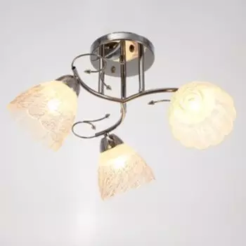 Люстра ЭкономСвет Пион 3х60Вт E27, хром 46х46х21 см