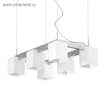 Люстра подвес QUBICA 6х40Вт E14 никель, белый 38x65x105см