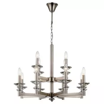 Люстра подвесная Albert 12xE14 40Вт, размер 72x72x66-128 см, цвет никель