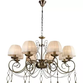 Люстра подвесная Amore 8xE14 40Вт, размер 87x87x84,5-115,5 см, цвет античная бронза