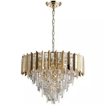 Люстра подвесная хрустальная Amman 8xE14 40Вт, размер 52x52x59-108 см, цвет золото