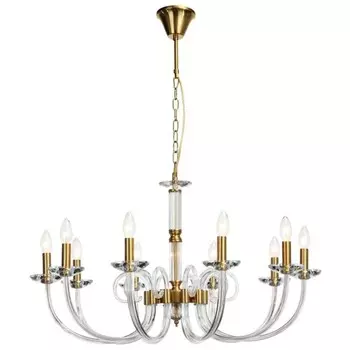 Люстра подвесная хрустальная Glass 10xE14 40Вт, размер 85x85x61-97 см, цвет бронза
