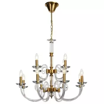 Люстра подвесная хрустальная Glass 12xE14 40Вт, размер 75x75x79-115 см, цвет бронза
