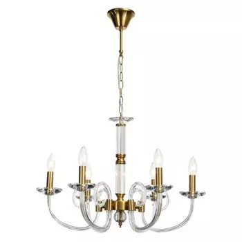 Люстра подвесная хрустальная Glass 6xE14 40Вт, размер 65x65x59-95 см, цвет бронза