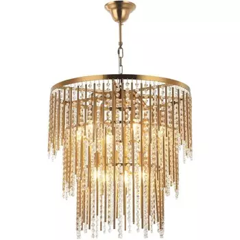 Люстра подвесная хрустальная Grandex 12xE14 40Вт, размер 60x60x79-150 см, цвет бронза