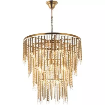 Люстра подвесная хрустальная Grandex 15xE14 40Вт, размер 72x72x96-150 см, цвет бронза