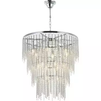 Люстра подвесная хрустальная Grandex 15xE14 40Вт, размер 72x72x96-150 см, цвет хром