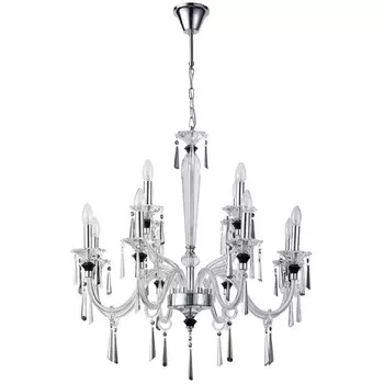 Люстра подвесная хрустальная Lussi 12xE14 40Вт, размер 77x77x96-132 см, цвет хром