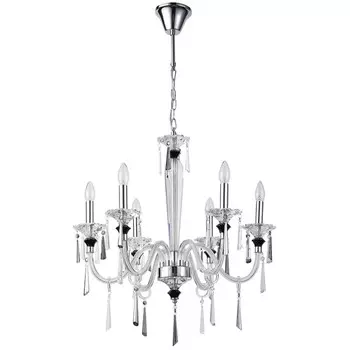 Люстра подвесная хрустальная Lussi 6xE14 40Вт, размер 64x64x81-117 см, цвет хром