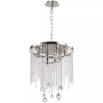 Люстра подвесная хрустальная Smira 8xE14 40Вт, размер 40x40x64-100 см, цвет никель