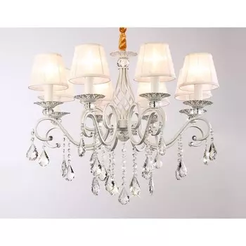 Люстра подвесная с абажурами и хрусталём Ambrella light, Traditional, TR4548, 8хE14, цвет белый, серебро