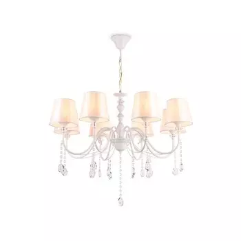 Люстра подвесная с абажуром и хрусталём Ambrella light, Modern, TR4605, 8хE27, цвет белый