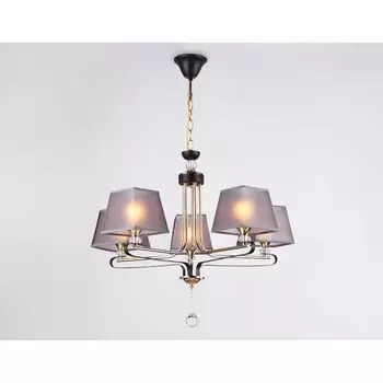 Люстра подвесная с абажуром и хрусталём Ambrella light, Modern, TR4616, 5хE27, цвет кофе, золото