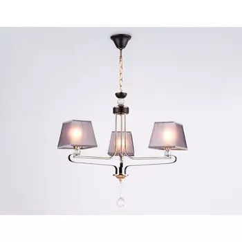 Люстра подвесная с абажуром и хрусталём Ambrella light, Modern, TR4614, 3хE27, цвет кофе, золото
