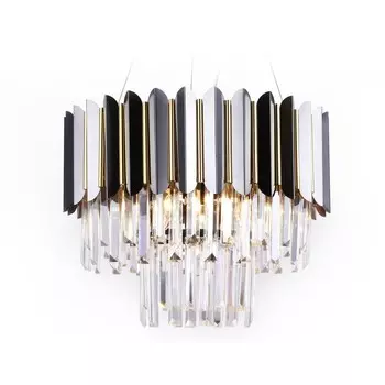 Люстра подвесная с хрусталём Ambrella light, Traditional, TR5297, E14, цвет чёрный хром, золото