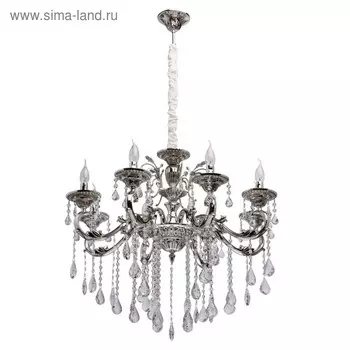 Люстра подвесная "Селена" 8x40W E14 серебро 80x80x160см
