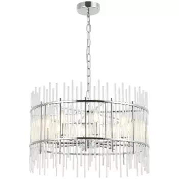 Люстра подвесная Sia 8xE14 40Вт, размер 60x60x46-150 см, цвет хром