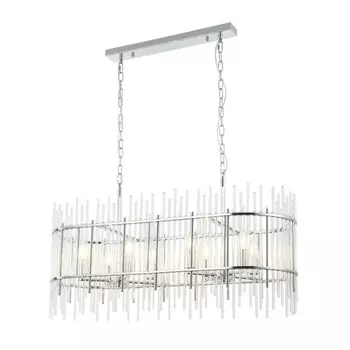 Люстра подвесная Sia 8xE14 40Вт, размер 90x33x52-150 см, цвет хром