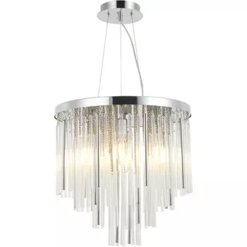 Люстра подвесная Style rain 6xE14 40Вт, размер 40x40x53-150 см, цвет хром