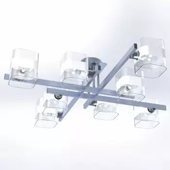 Люстра потолочная Citilux «Вирта» CL139280, 86х86х18,5 см, 8х60Вт, E14, цвет серый