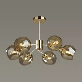 Люстра потолочная Lumion. Odell, 6х60Вт, E27, цвет белый, золотой