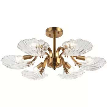 Люстра потолочная Muschel 6xE14 40Вт, размер 70x70x30 см, цвет бронза