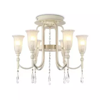 Люстра потолочная с хрусталём Ambrella light, Traditional, TR3242, 6хE14, цвет бежевый, золото