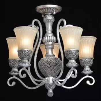 Люстра потолочная "Версаче" 5x60W E27 серебро 56x56x53см