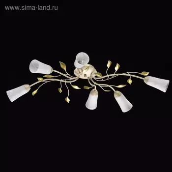 Люстра потолочная «Восторг» 6x60W E14 белый, золото 98x98x20см