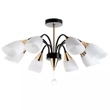 Люстра "Процесс" 8х60Вт Е27 черный/золото 74х74х41см