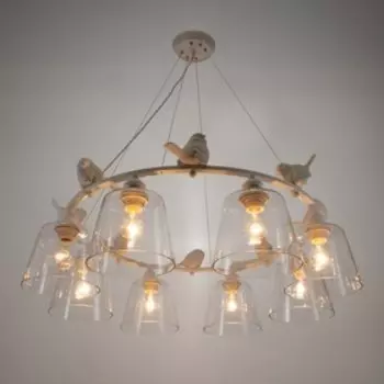 Люстра "Птичка" 8хE27 40Вт белый 77x77x45-245 см