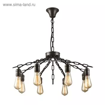 Люстра "Рига" 8x75Вт E27 черный 78x18x28см