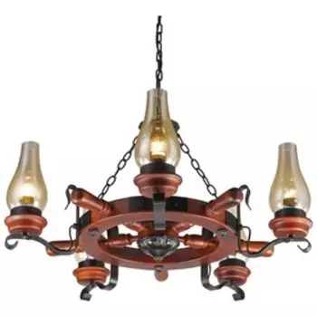 Люстра «Роберта» 5x60Вт E27 дуб, чёрный 76x76x45см