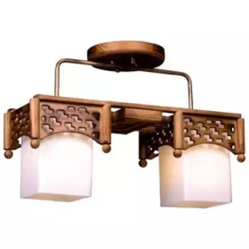 Люстра «Розэбель», 2x60Вт E27, жженый дуб 51x18x35 см