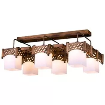 Люстра "Розэбель" 6x60Вт E27 жженый дуб 84x51x35см