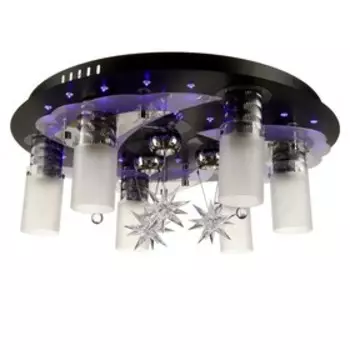Люстра с ПДУ 52138006/6+3 E27 60Вт+LED подсветка черный-хром 60х60х20 см
