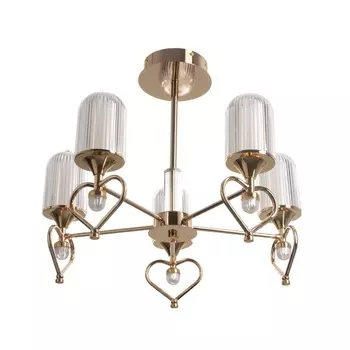 Люстра с ПДУ «Ламур» 5х LED 50 Вт 3000-6000К золото 55.555.580 см