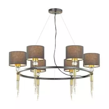 Люстра SANTIAGO, E27, 6x60Вт, цвет античная латунь, чёрный