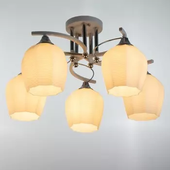 Люстра Светогор "Структура" 5х60Вт Е27 белый/хром 51х51х29см