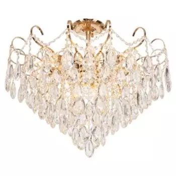 Люстра с хрусталём ЭкономСвет 15506/9FGD WT, 9х60Вт, E27, 58х66х66 см, цвет золотой