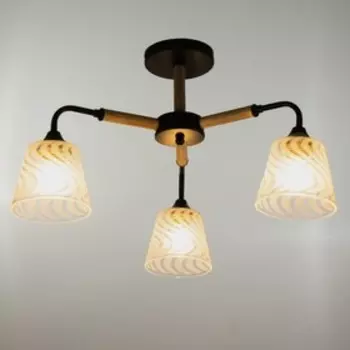 Люстра "Таити" 3х60Вт Е27 черный+дерево 55,5х55,5х31см