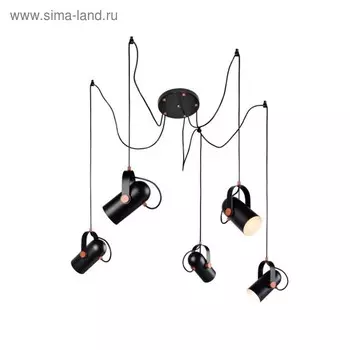 Люстра Tiberius 5x40Вт E14, чёрный 24x24x150 см