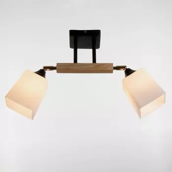 Люстра "Точка" 2х60Вт Е27 черный/бежевый 50х10х24см